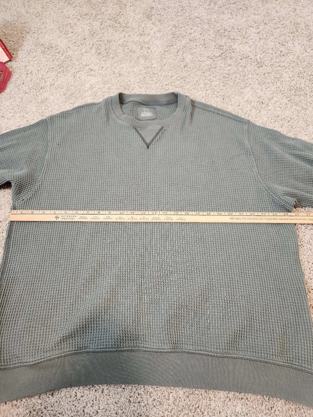 Aerie Waffle Knit Oversized Crewneck Sweater Sage Green Size XL - Picture 4 of 5
